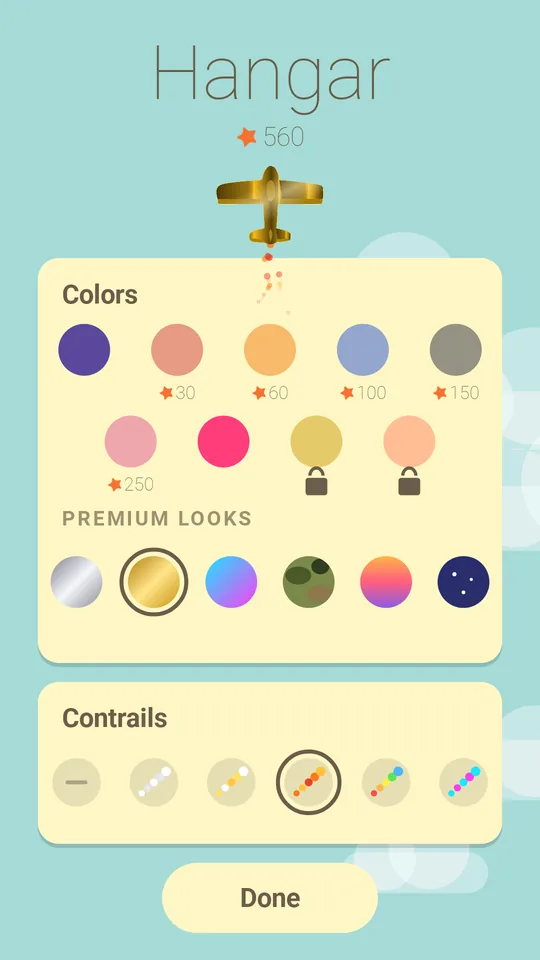 The Hangar with plane colors, premium looks and contrails
